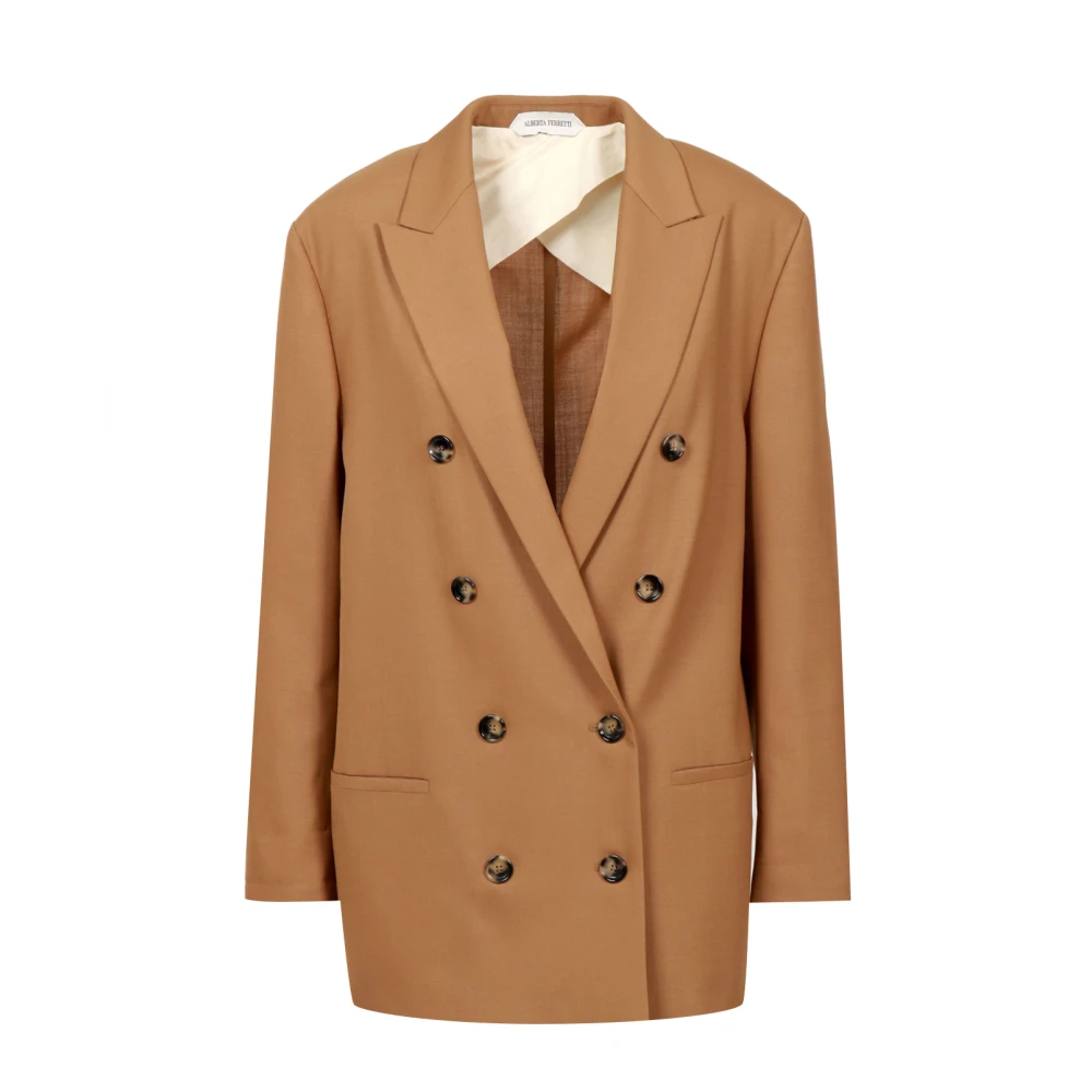Alberta Ferretti Women's Brown Blazers, M, Stretch Polyester Blazer