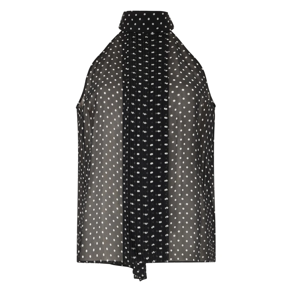 Tom Ford Women's Multicolor Blouses, 2XS, Polka-Dot Georgette Halterneck Lavalliere Top