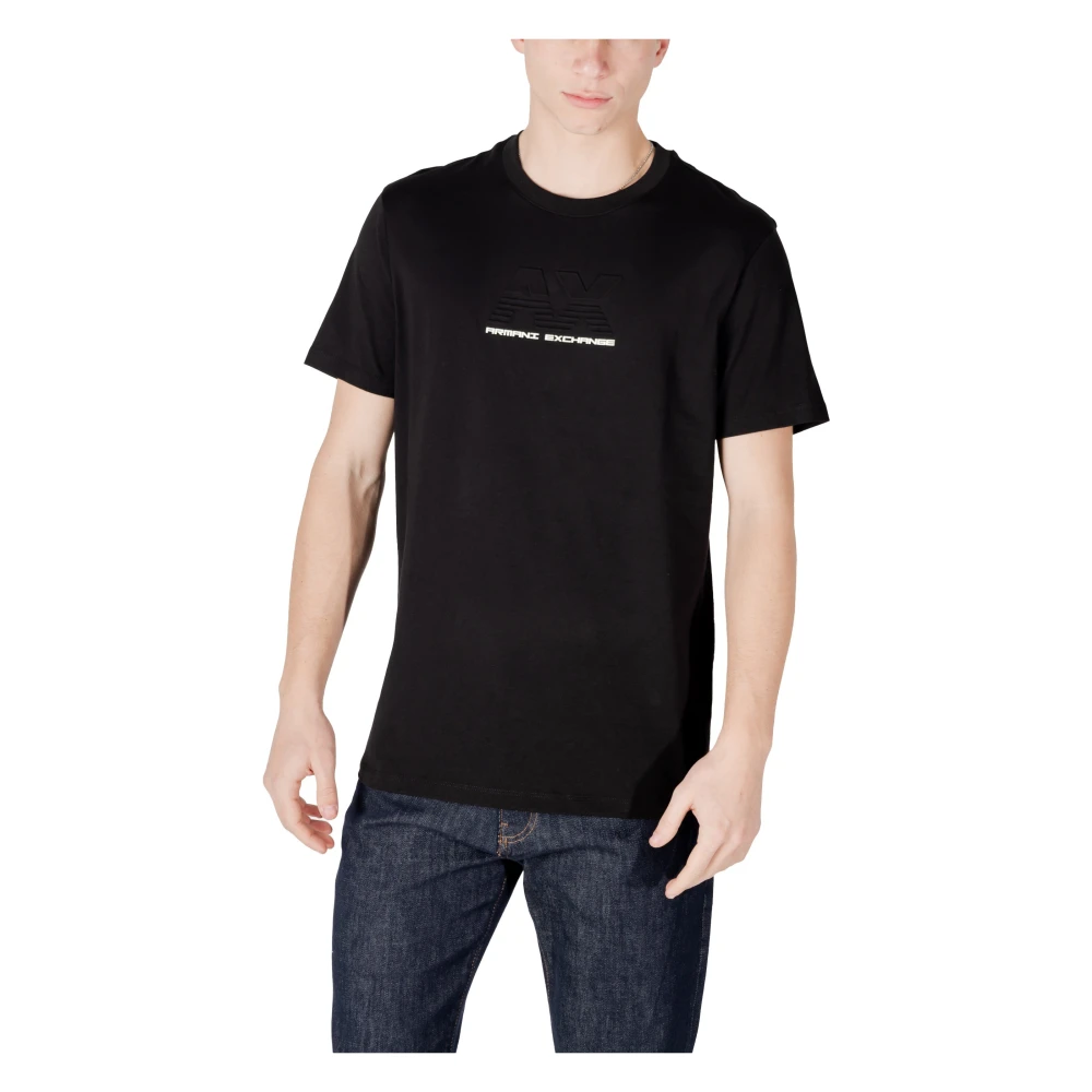 Armani Exchange Zwarte Katoenen T-shirt Korte Mouw Black Heren