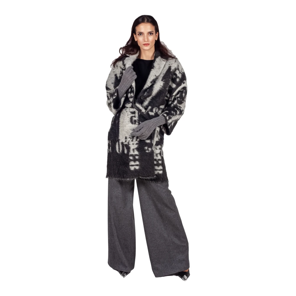 Liviana Conti Grijze Cashmere Blend Palazzo Broek Black Dames