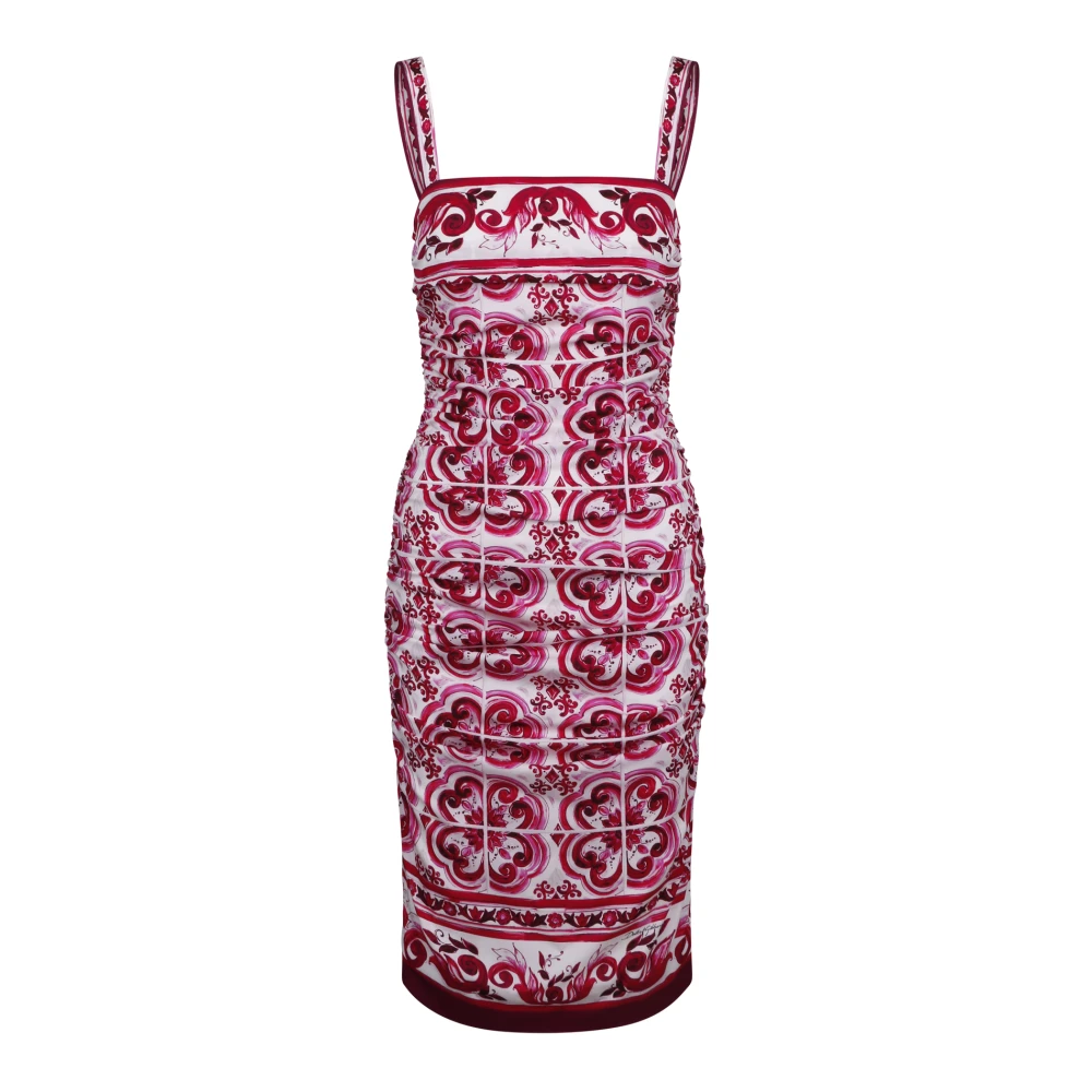 Dolce & Gabbana Majolica-print midi jurk Multicolor Dames