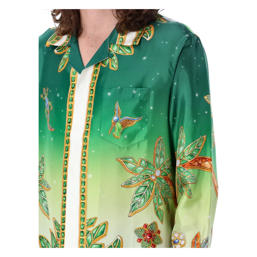 Casablanca Joyaux dAfrique Overhemd met Lange Mouwen Green Heren