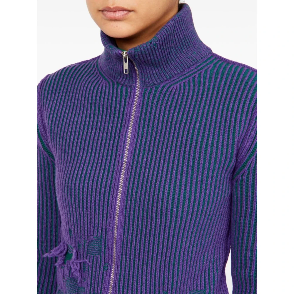 MM6 Maison Margiela Geruite turtleneck met rits Blue Dames
