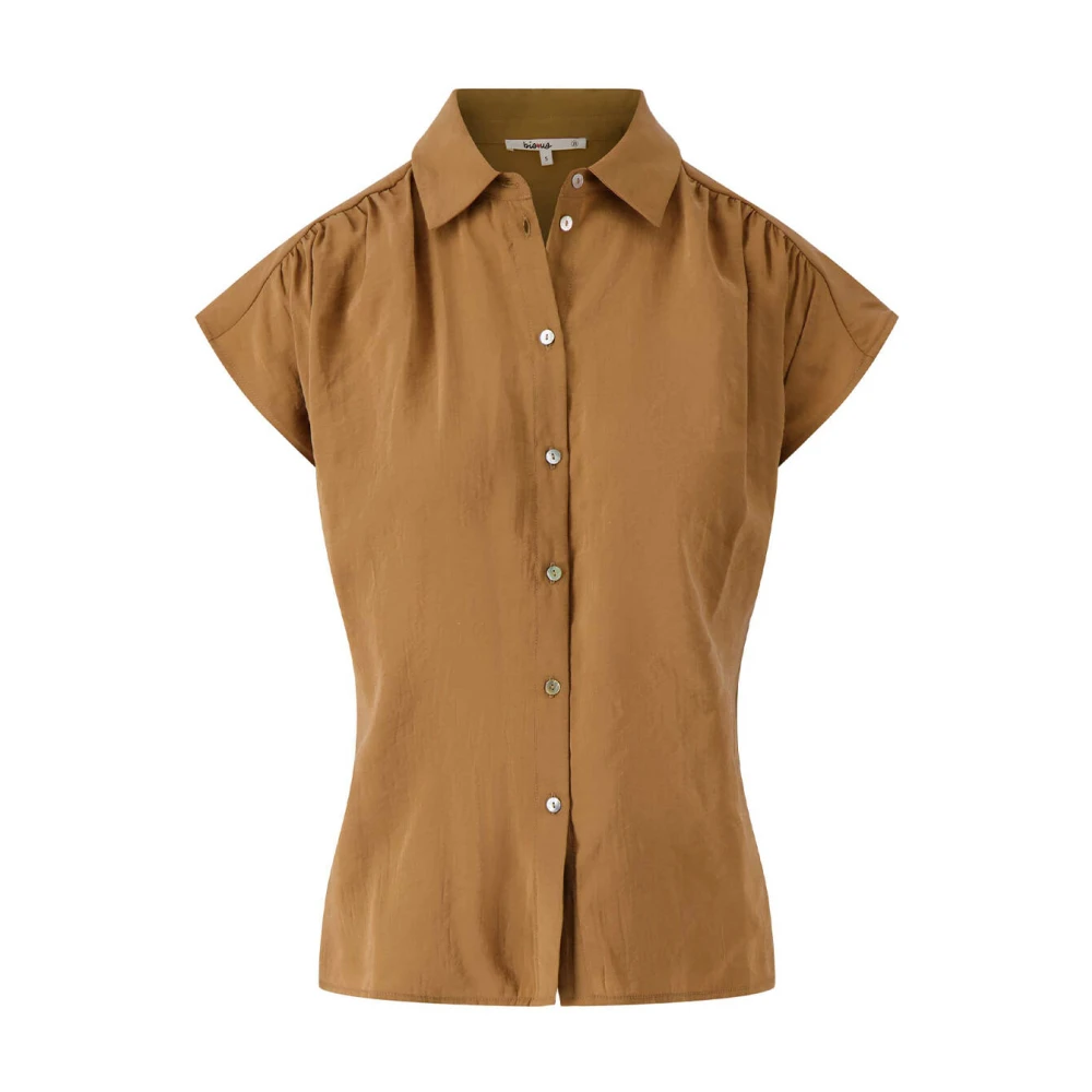 Zusss Mouwloze Modale Blouse Brown Dames