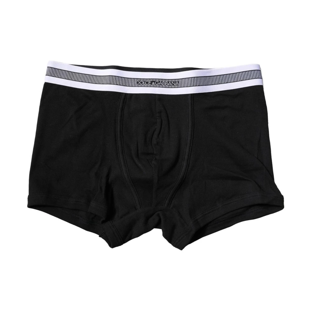 Dolce & Gabbana Men's Black Ribbed Knit Boxer Briefs Extra Small