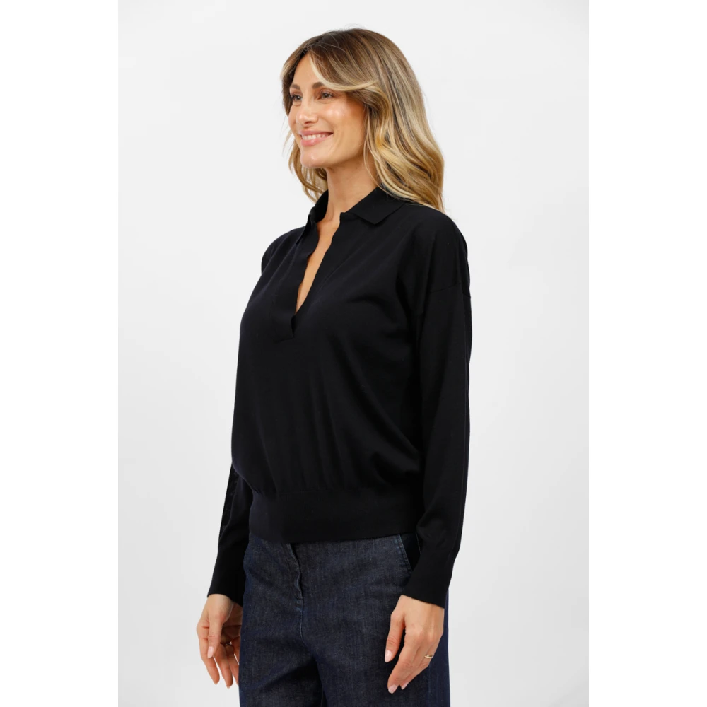 Alpha Studio Polo met wijde hals Blue Dames