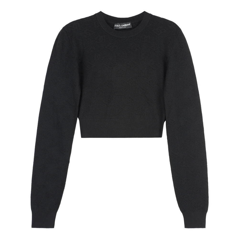 Dolce & Gabbana Geribbelde crew-neck sweater in viscosemix Black Dames
