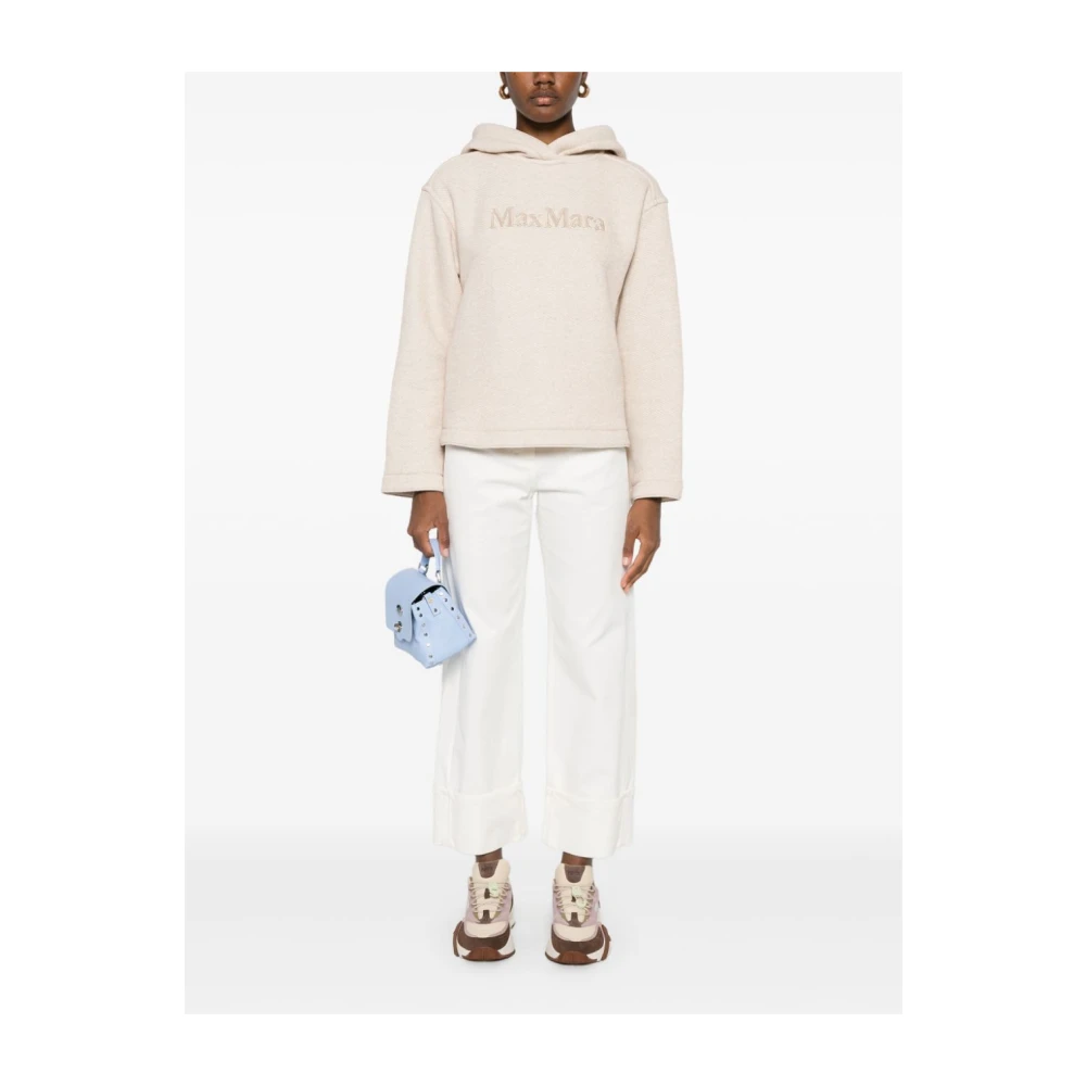 Max Mara Witte Broek met Omgeslagen Zoom White Dames