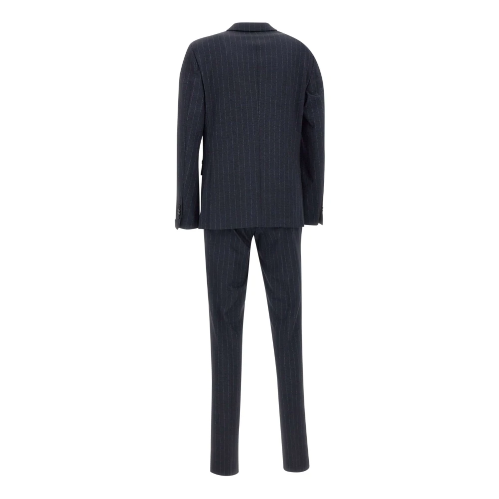 Manuel Ritz Blauw Gestreept Tweedelig Pak Blue Heren
