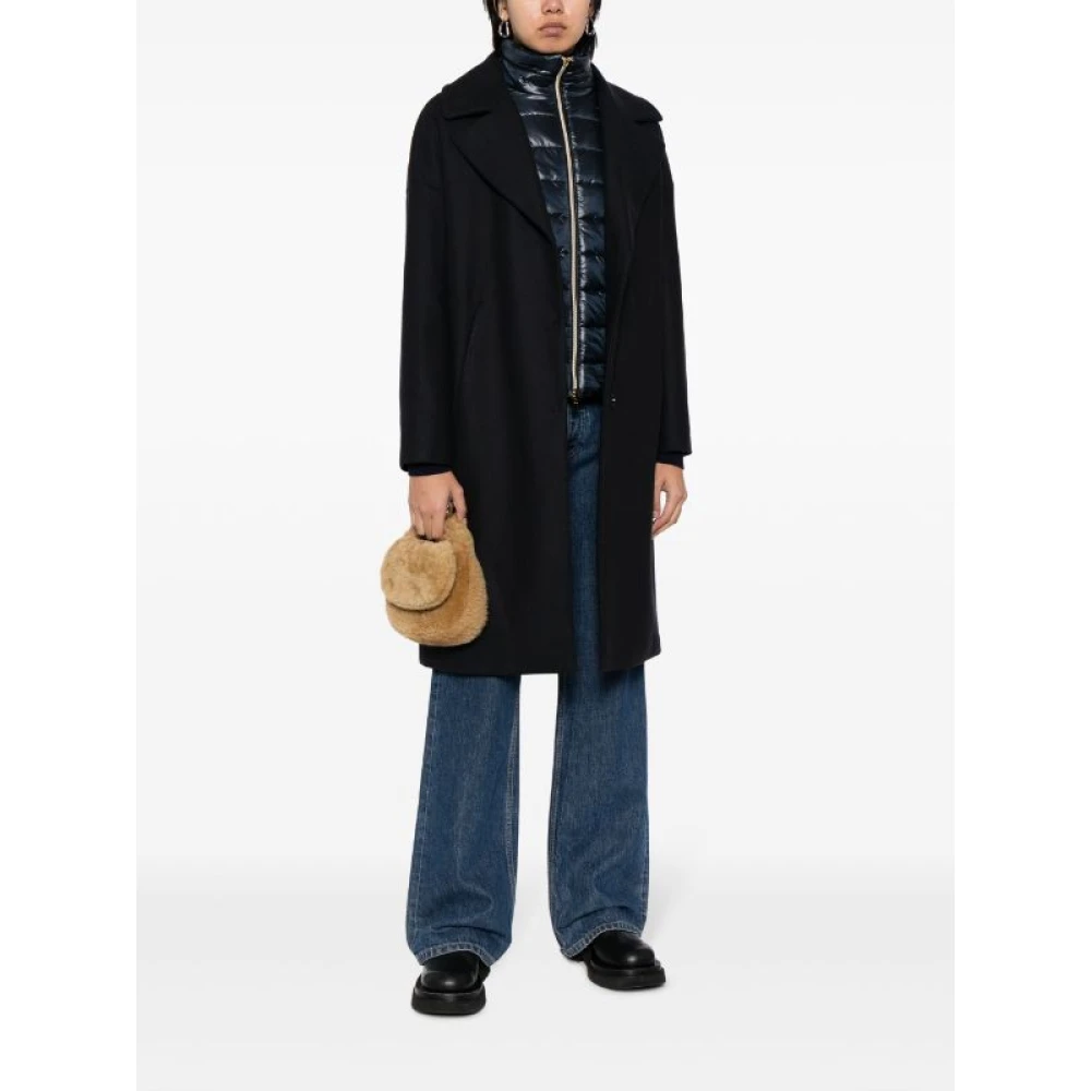 Herno Navy Lang Jas Blue Dames