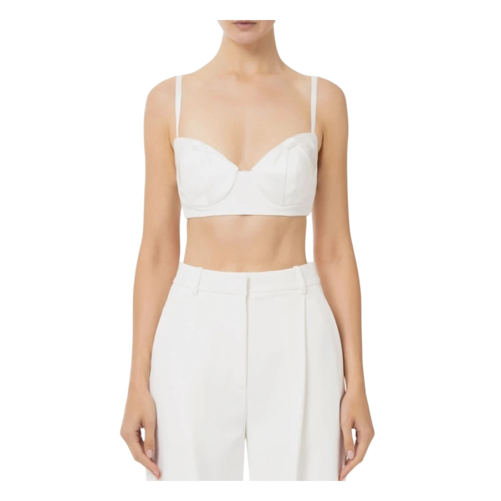 Elisabetta Franchi Satijnen Strikken Lichtgewicht Crepe Top White Dames