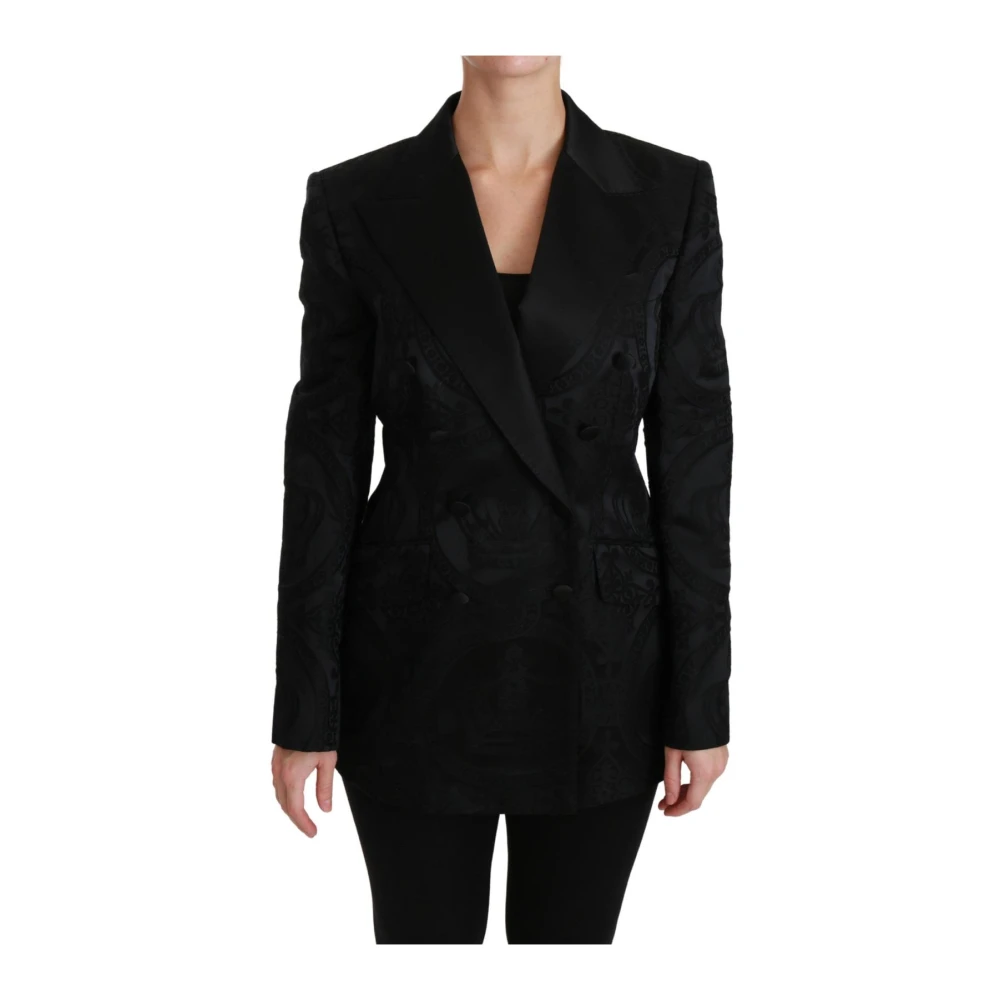 Dolce & Gabbana Black Floral Brocade Double Breasted Blazer - Female - Blazers - 4XL - Jackets