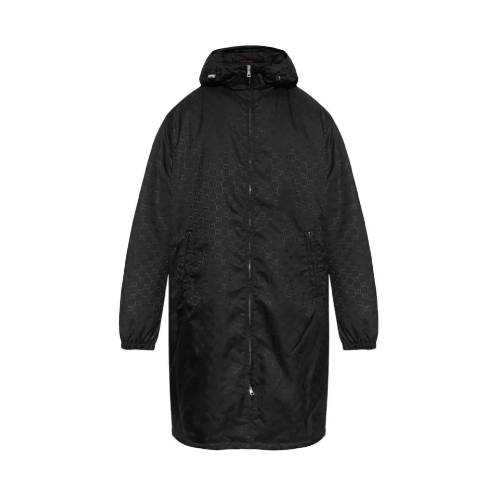 Gucci Monogram Jacquard Parka met Matte Finish Black Heren