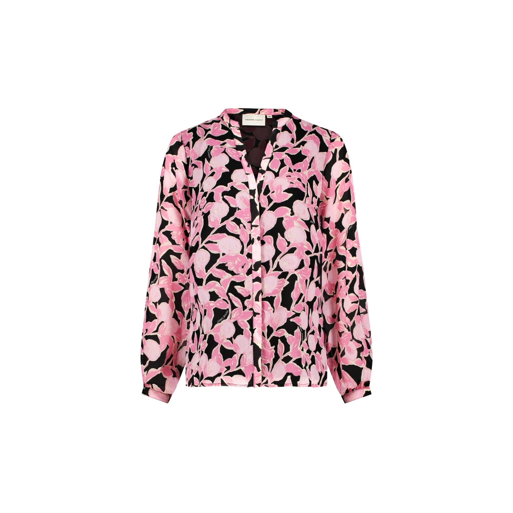 Fabienne Chapot Bloemenroze V-Hals Blouse Pink Dames