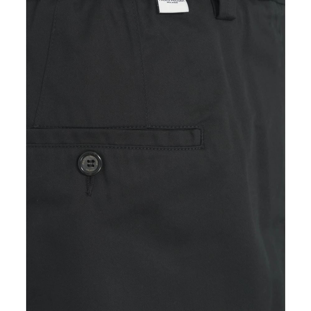 Paolo Pecora Zwarte Chino met Elastische Tailleband Black Heren