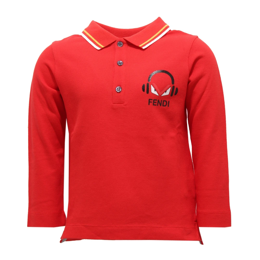 Fendi Boys Red Polo Piquet - Kids Short Sleeve T-Shirts - 5 Y - Kids