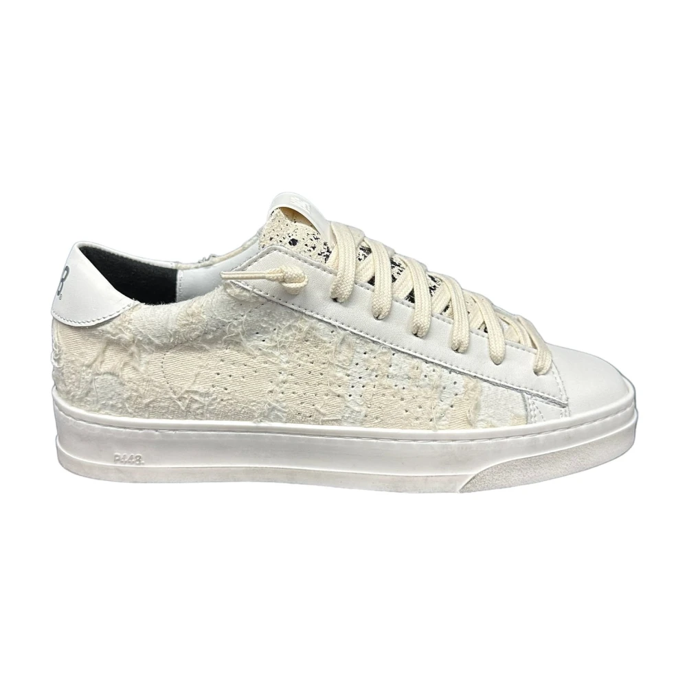 P448 Sneakers van verouderd leer met logodetails White Dames