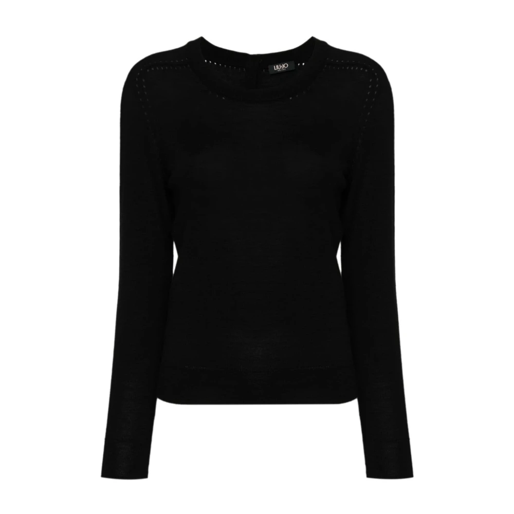 Liu Jo Zwarte Gebreide Crew Neck Sweater Black Dames