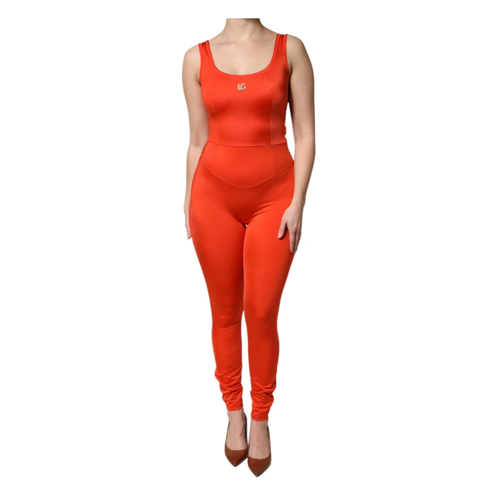 Dolce & Gabbana Women's Orange Sleeveless Bodycon Jumpsuit Dress - Jumpsuits - 2XS - Jumpsuits & Playsuits