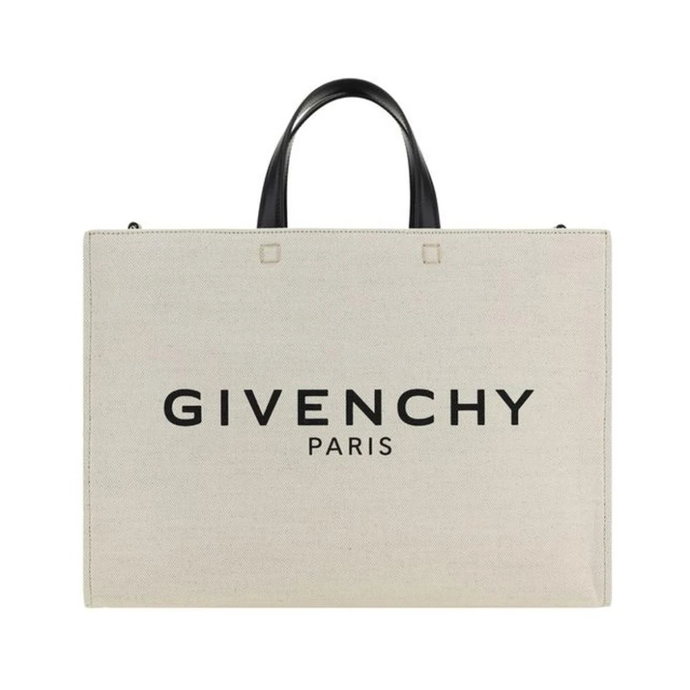 Givenchy Beige Geometric Cotton Handbag With Leather Handle - Female - Shopping Bags - One Size - Bags