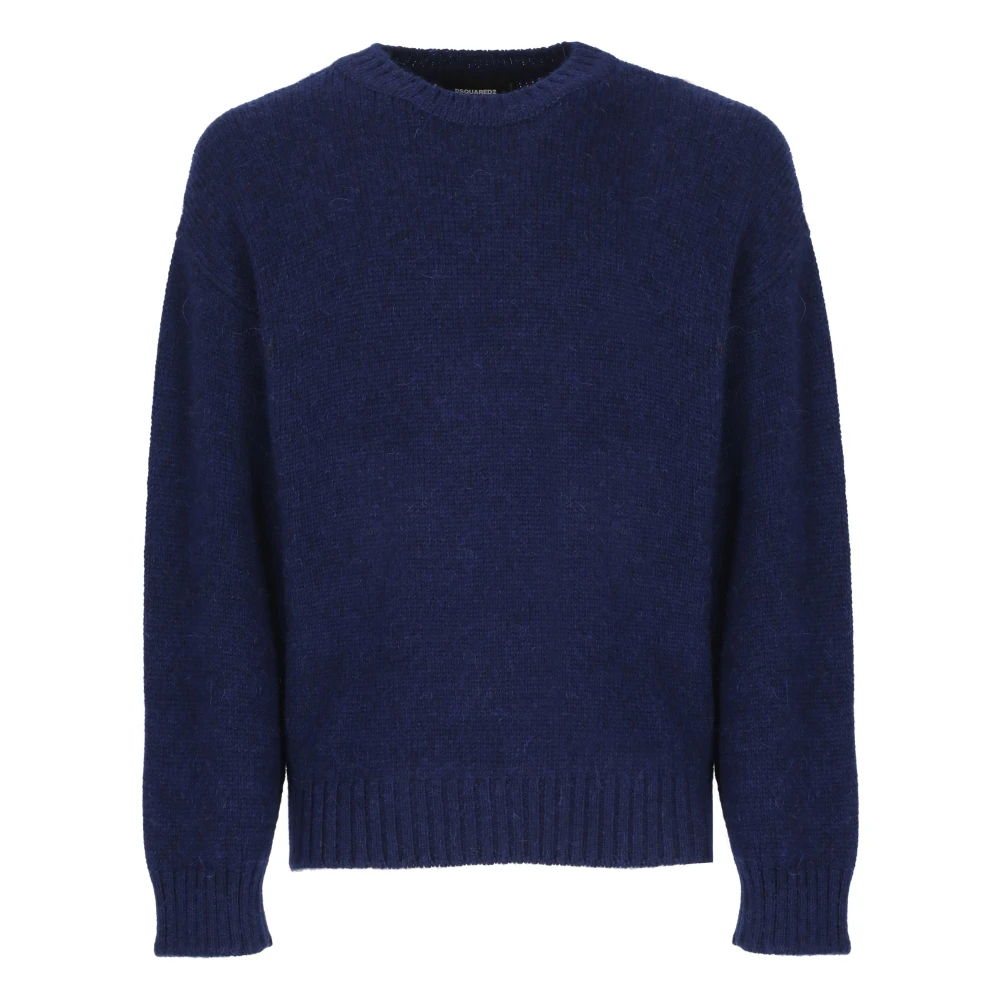 Dsquared2 Blauwe Alpaca Sweater Ronde Hals Lange Mouwen Blue Heren