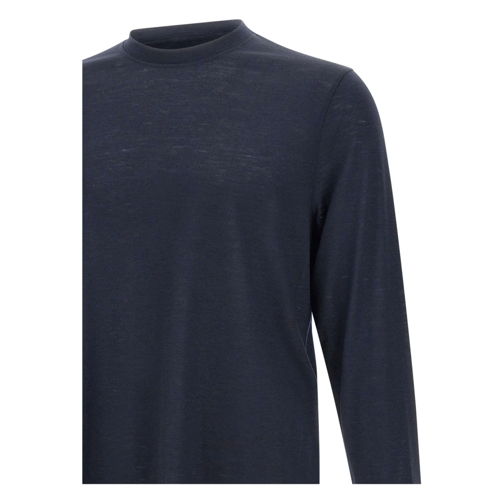 Filippo De Laurentiis Royal Merino Wol Crew Neck Sweater Blue Heren