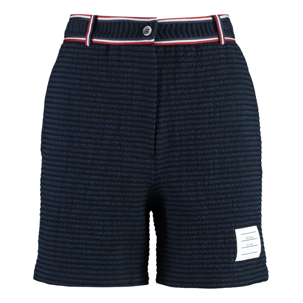 Thom Browne Gebreide shorts met zakken Blue Dames