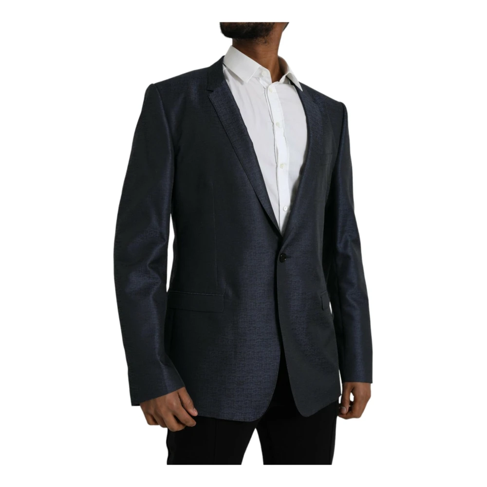 Dolce & Gabbana Blauwe Wol Blazer Enkel Breasted Blue Heren