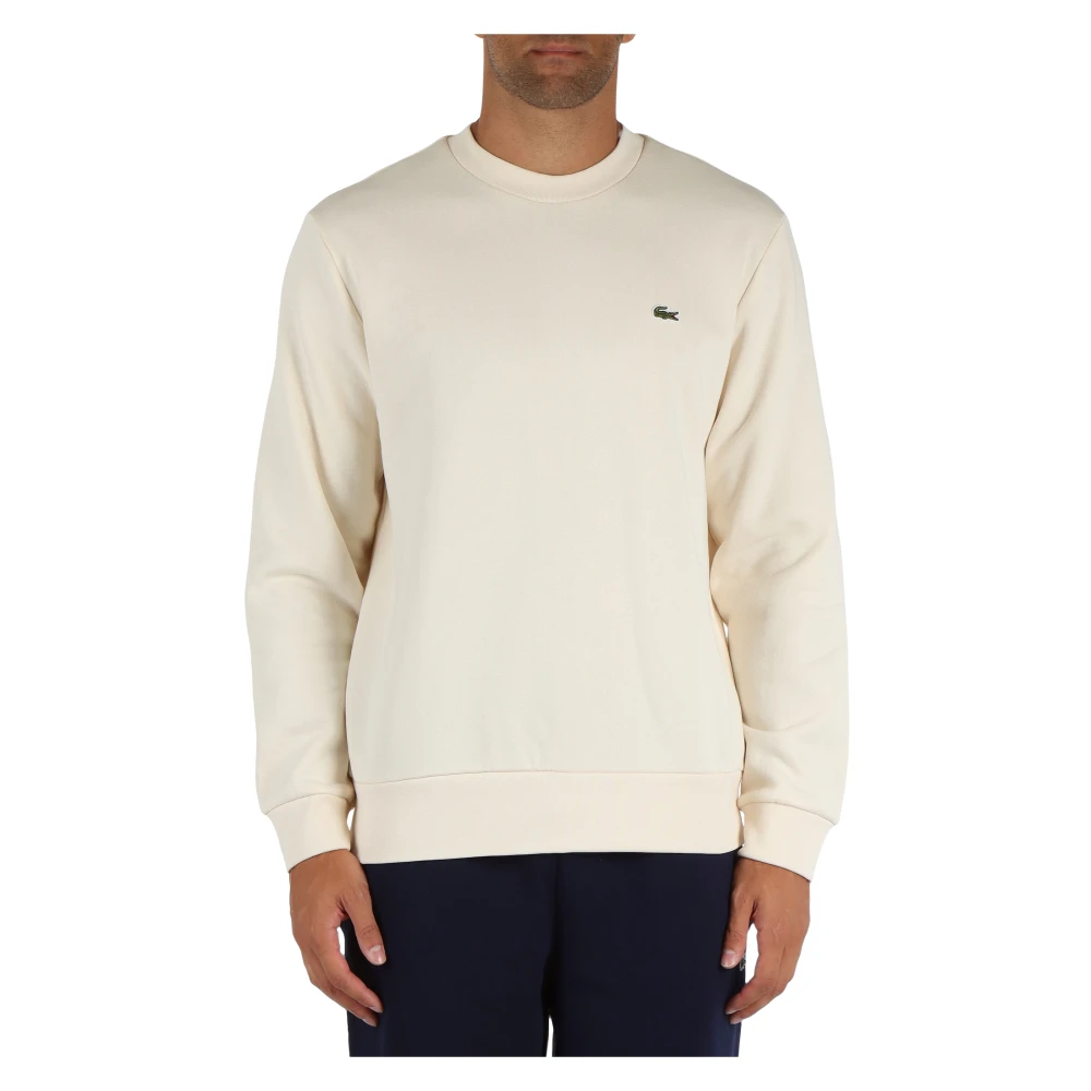 Lacoste Klassieke Fit Crewneck Sweatshirt met Voorlogo Patch Beige Heren