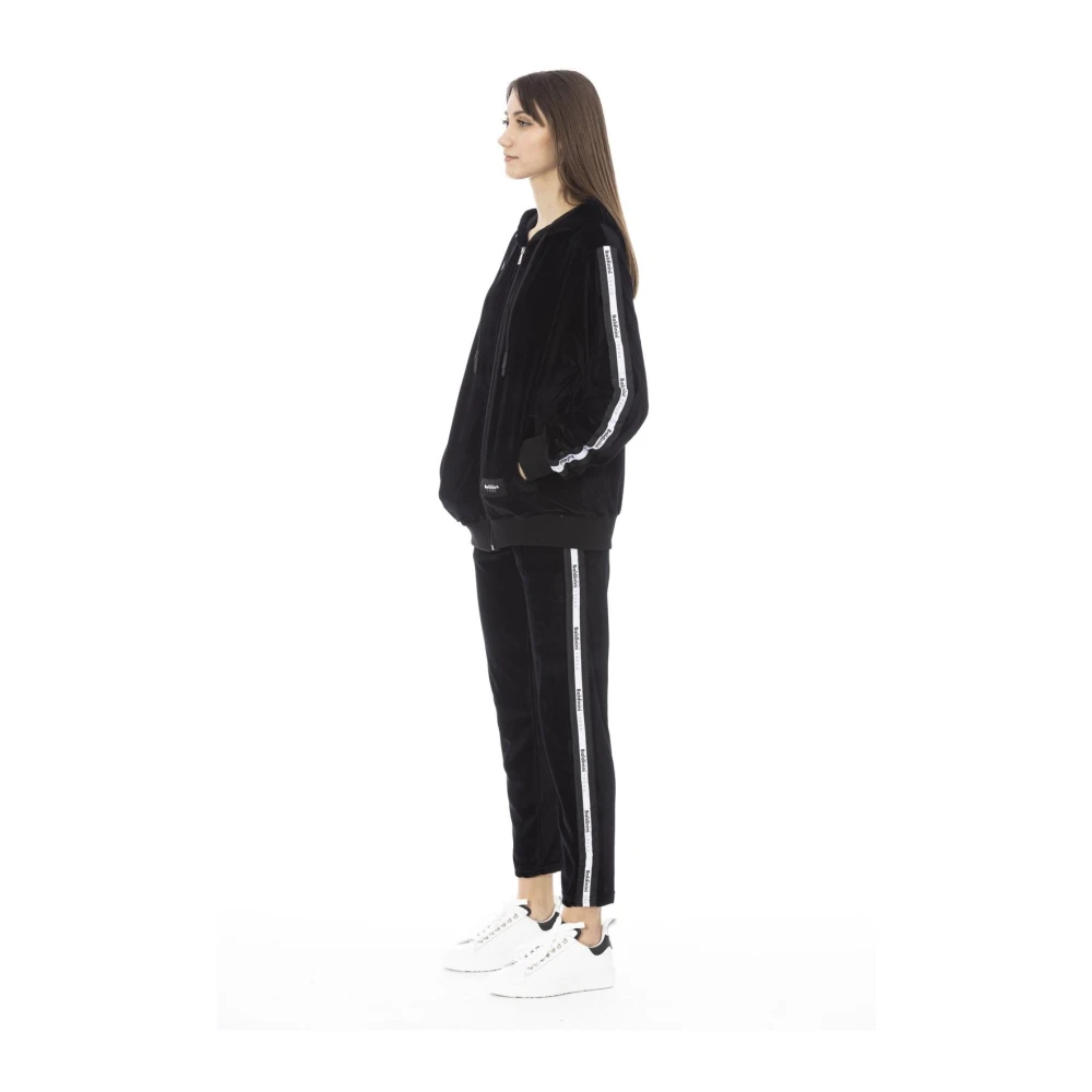 Baldinini Velour ZipUp Hoodie Pants Set Black Dames