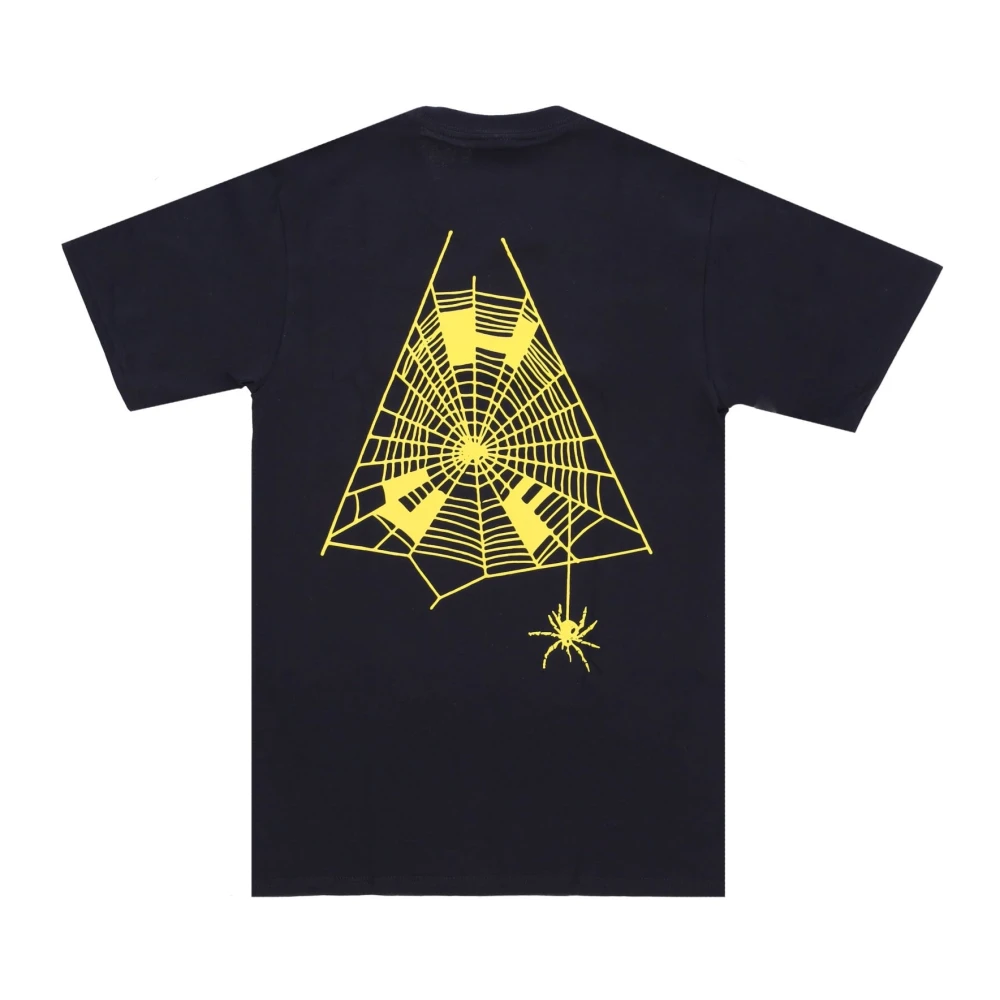 HUF Zwart Tangled Webs Print Tee Shirt Black Heren