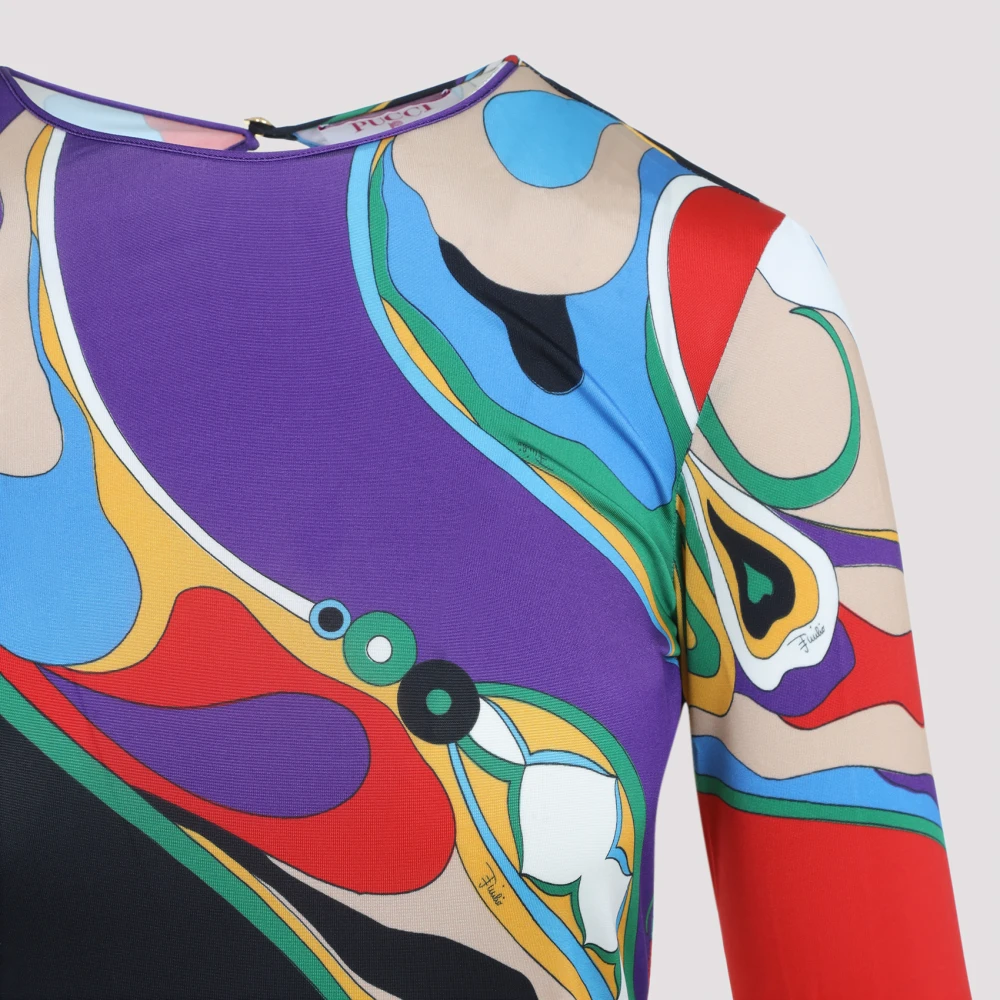 EMILIO PUCCI Viola Rosso Elegante Jurk Multicolor Dames
