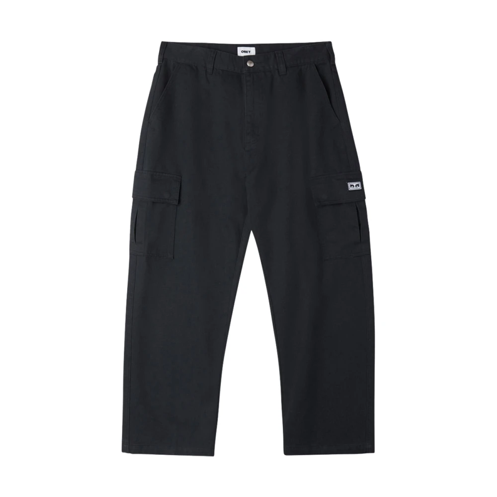 Obey Zwarte Cargo Baggy Twill Broek Black Heren