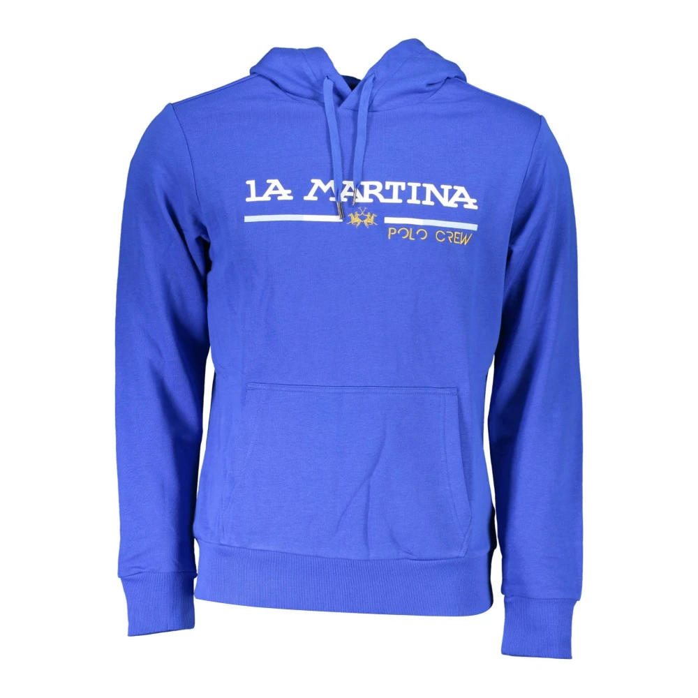 La Martina Men's Blue Hoodie With Embroidery And Contrast Details
