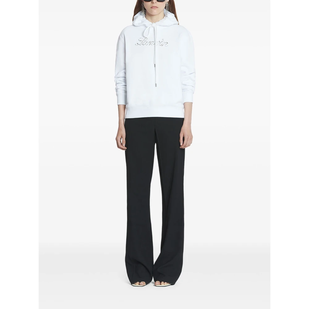 Lanvin Geborduurd Manuscript Logo Hoodie White Dames