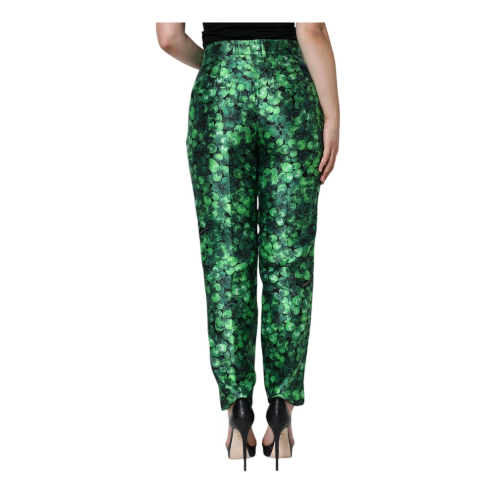Dolce & Gabbana Groene Zijden Satijnen Tapered Broek Green Dames