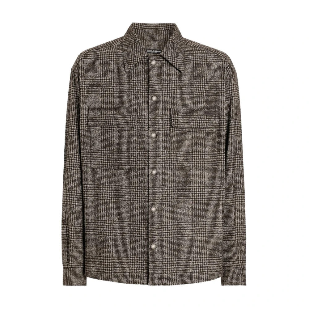 Dolce & Gabbana Men's Gray Alpaca Wool Check Shirt