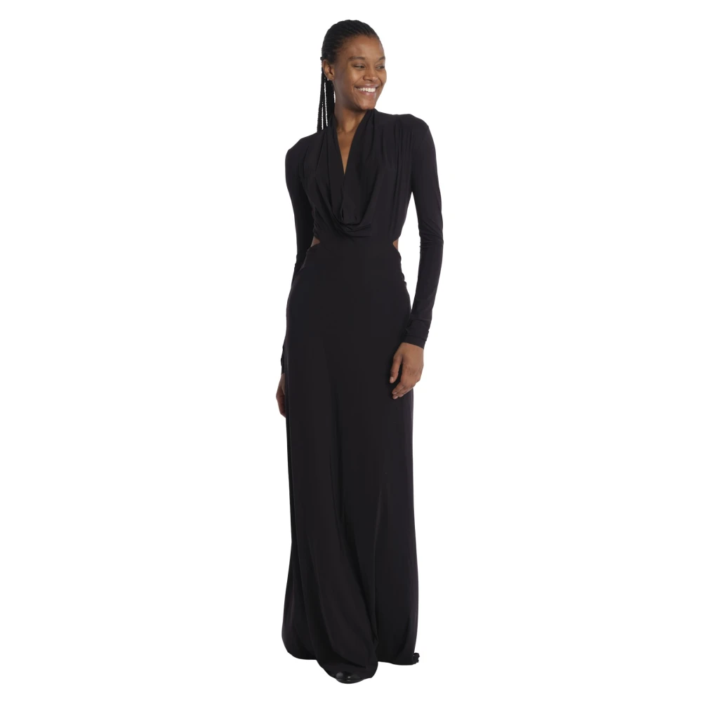 Amazuin Zwarte Lange Mouwloze Jurk Black Dames