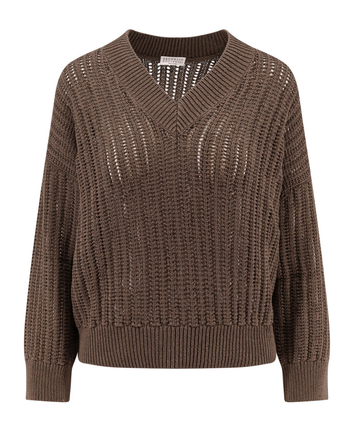 brown-sweaters-with-v-neck-detail