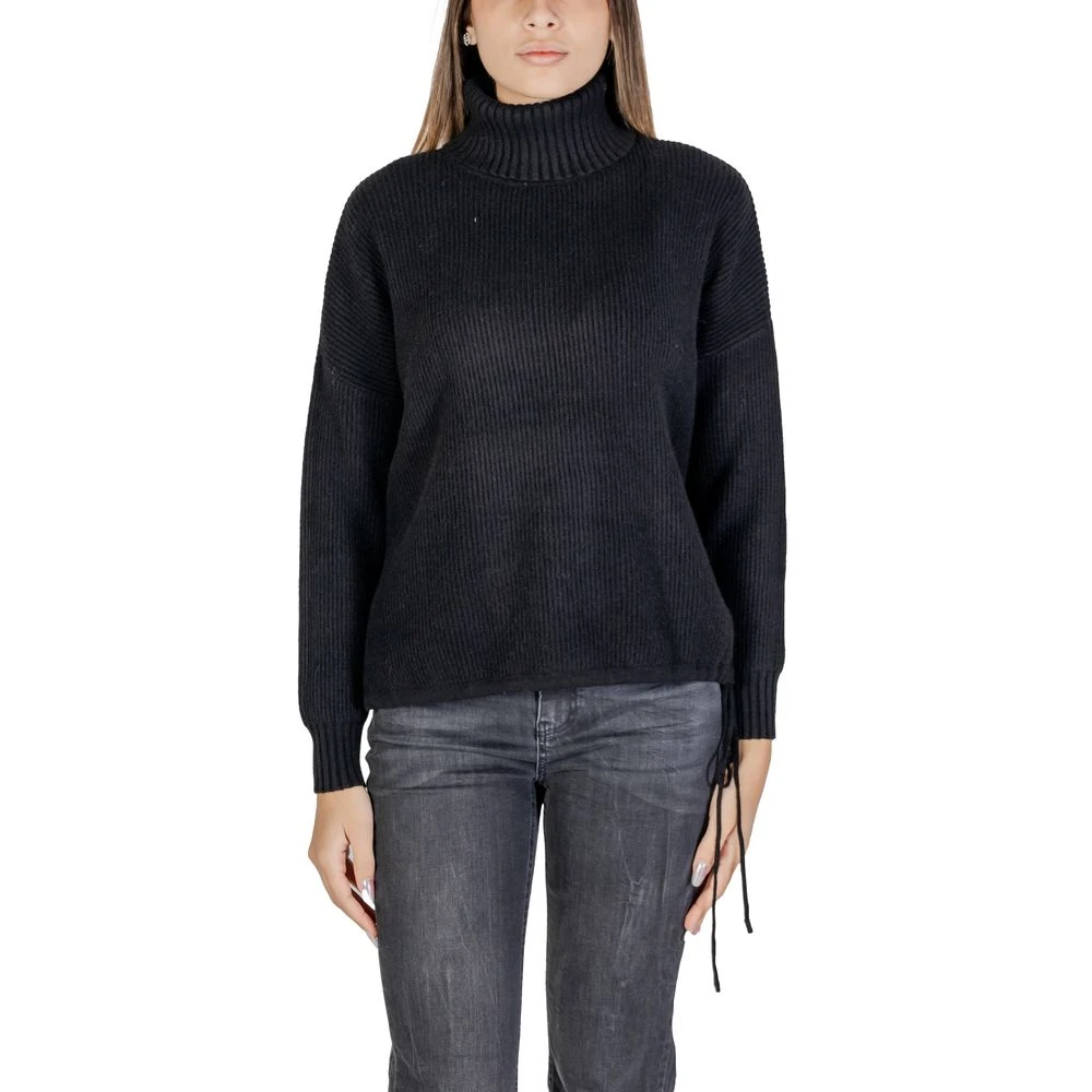 Sandro Ferrone Zwarte Gebreide Trui Herfst Winter Collectie Black Dames