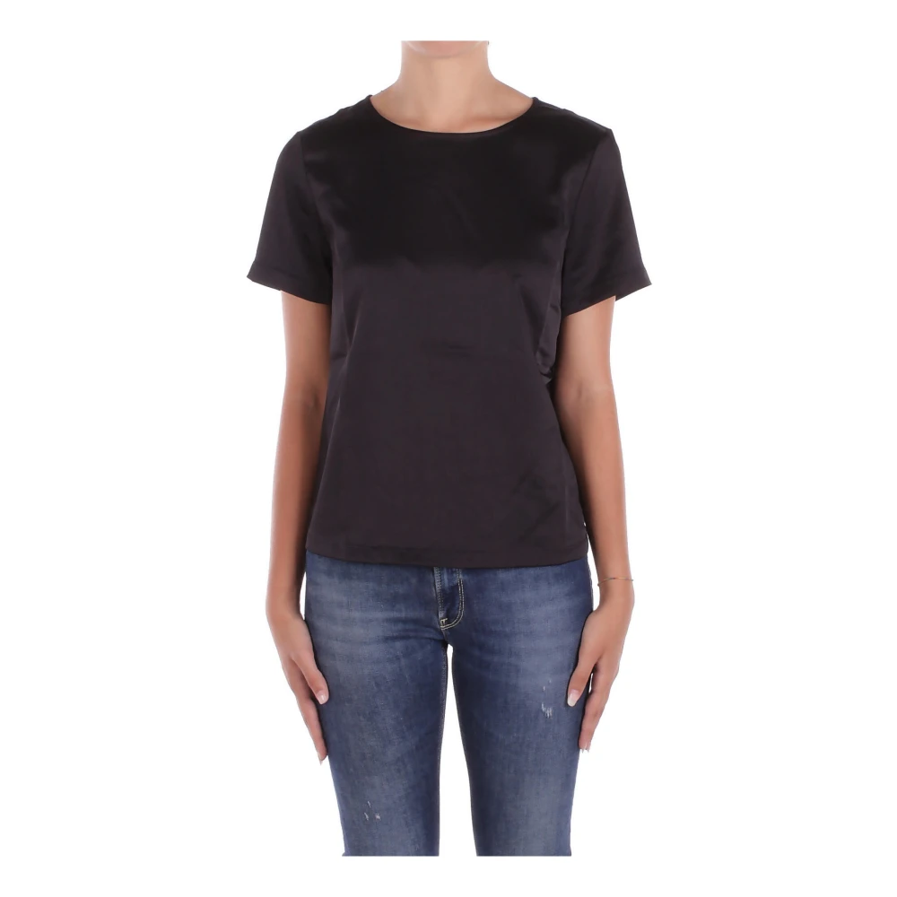 Weekend Max Mara Black Satin Jumper With Button Closure - Female - Blouses - L - Blouses & Shirts