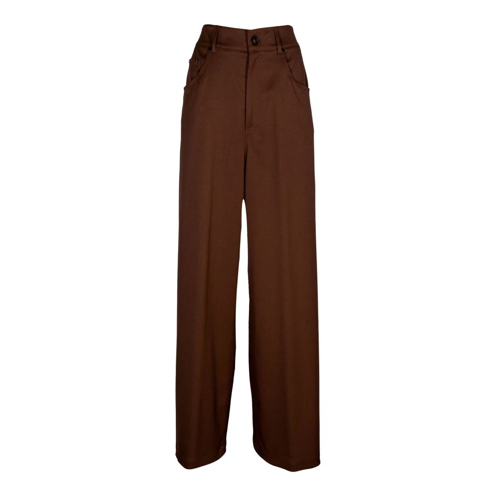 Erika Cavallini Brown Wide Trousers, Female, M, Palazzo Trousers