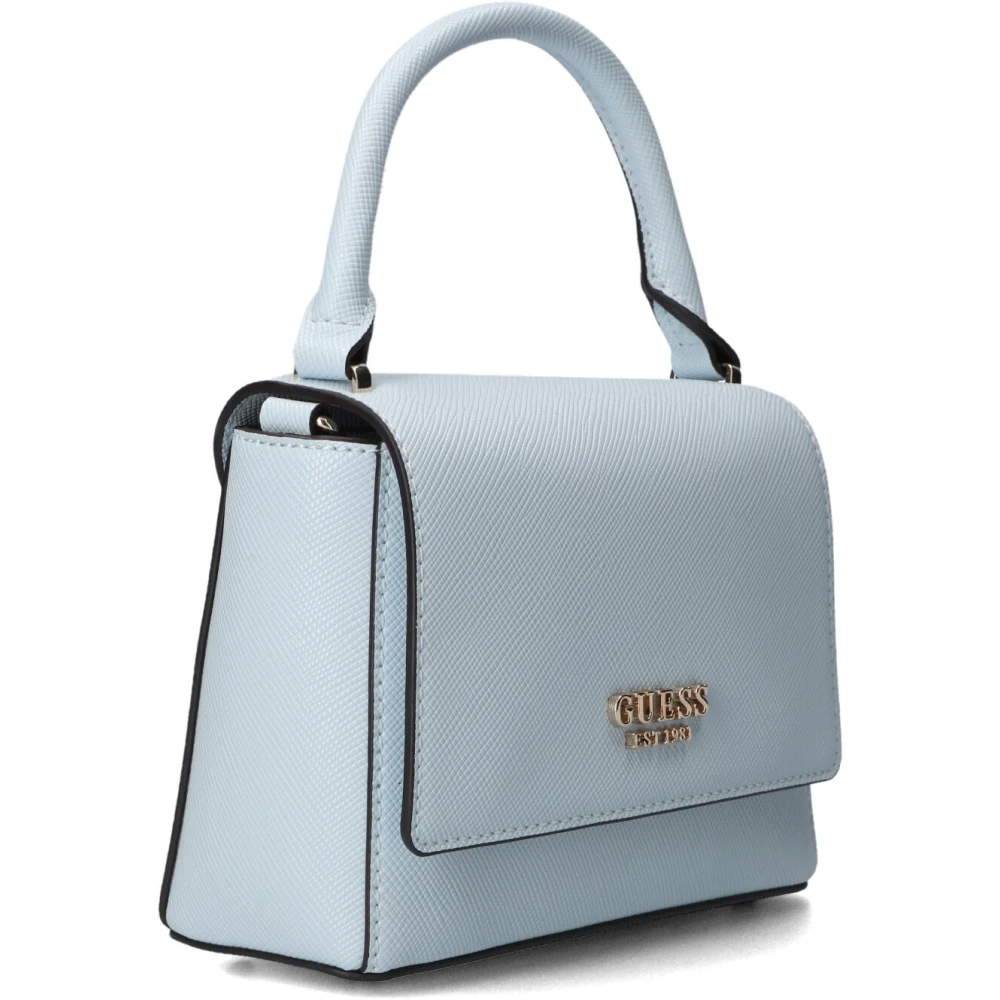 Guess Elegante Blauwe Top Handvat Flap Tas Blue Dames