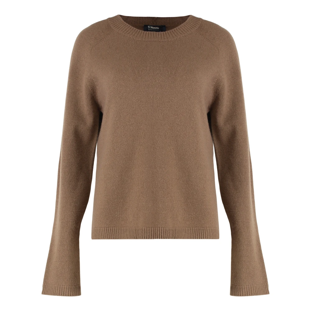 Max Mara Women's Brown Damasco Crew Neck Jumper - Round-Neck Knitwear - M - Knitwear