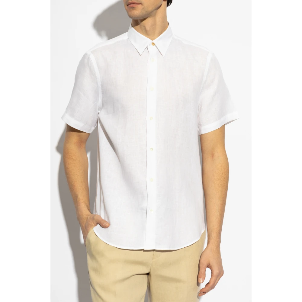 Paul Smith Linnen shirt met korte mouwen White Heren