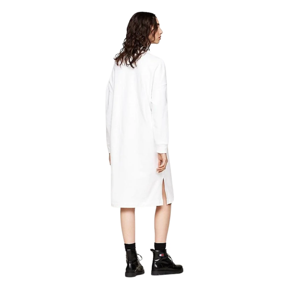 Tommy Hilfiger Witte Katoenen Sweaterjurk White Dames