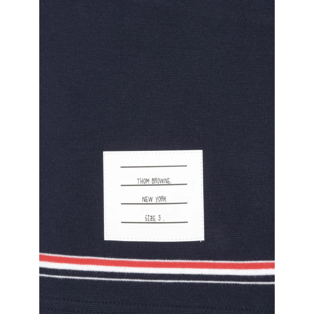 Thom Browne Blauwe elastische taille trekkoord shorts met RWB gestreept detail Blue Heren