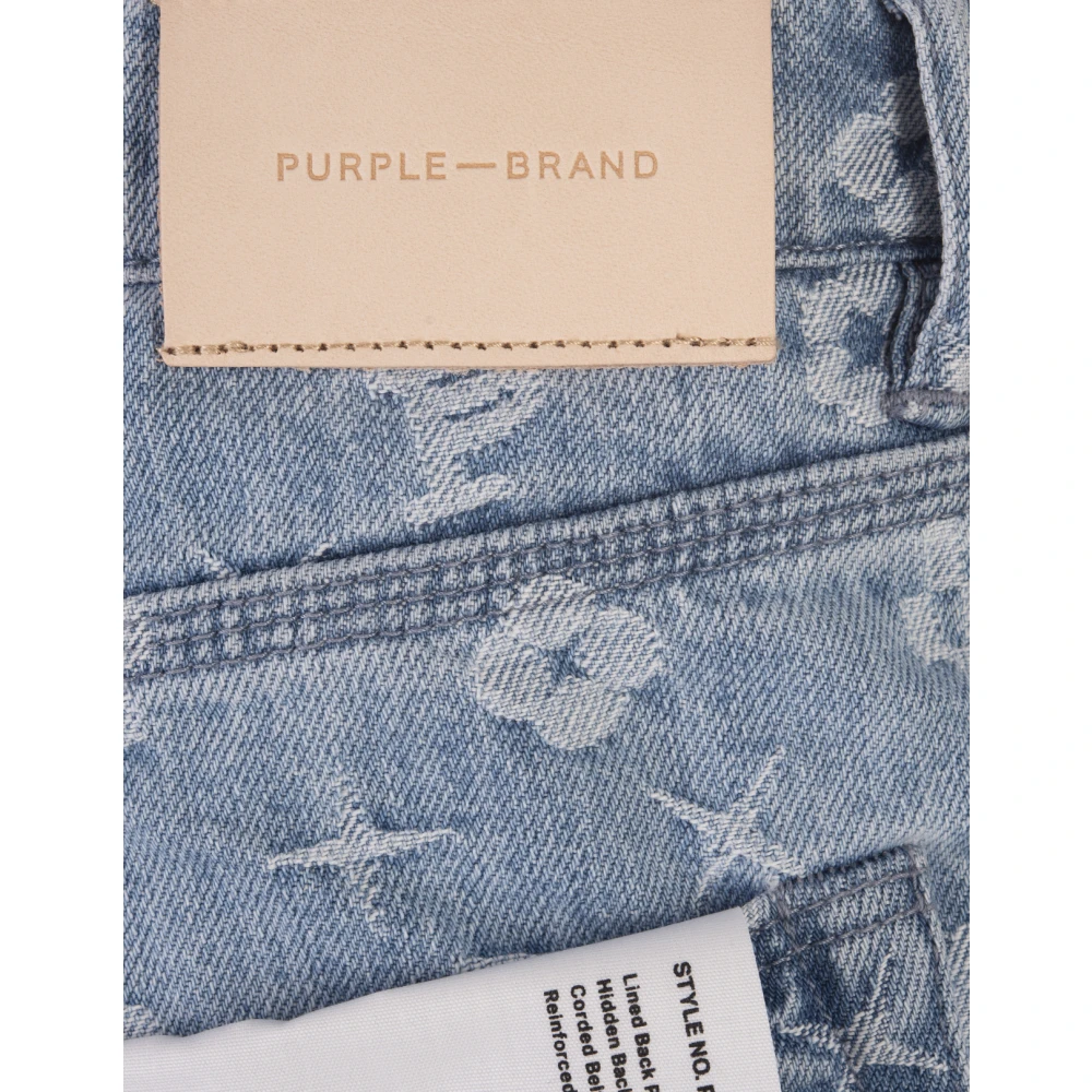 Purple Brand Monogram Print Straight Leg Jeans Blue Heren