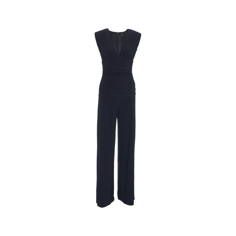 Norma Kamali Blauwe Jumpsuit met Wijde Pijpen Blue Dames