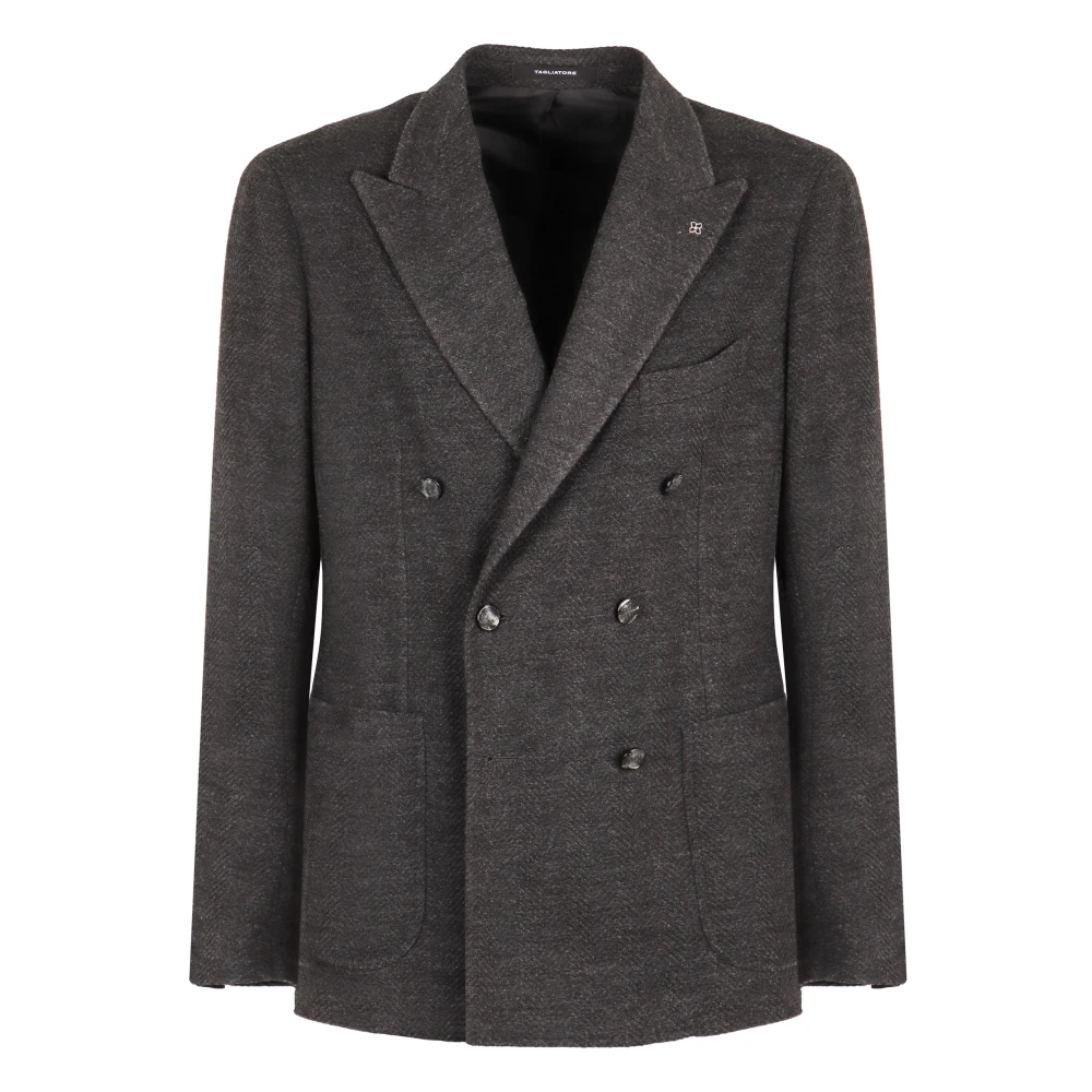 Tagliatore Wollen Double-Breasted Jas Gray Heren
